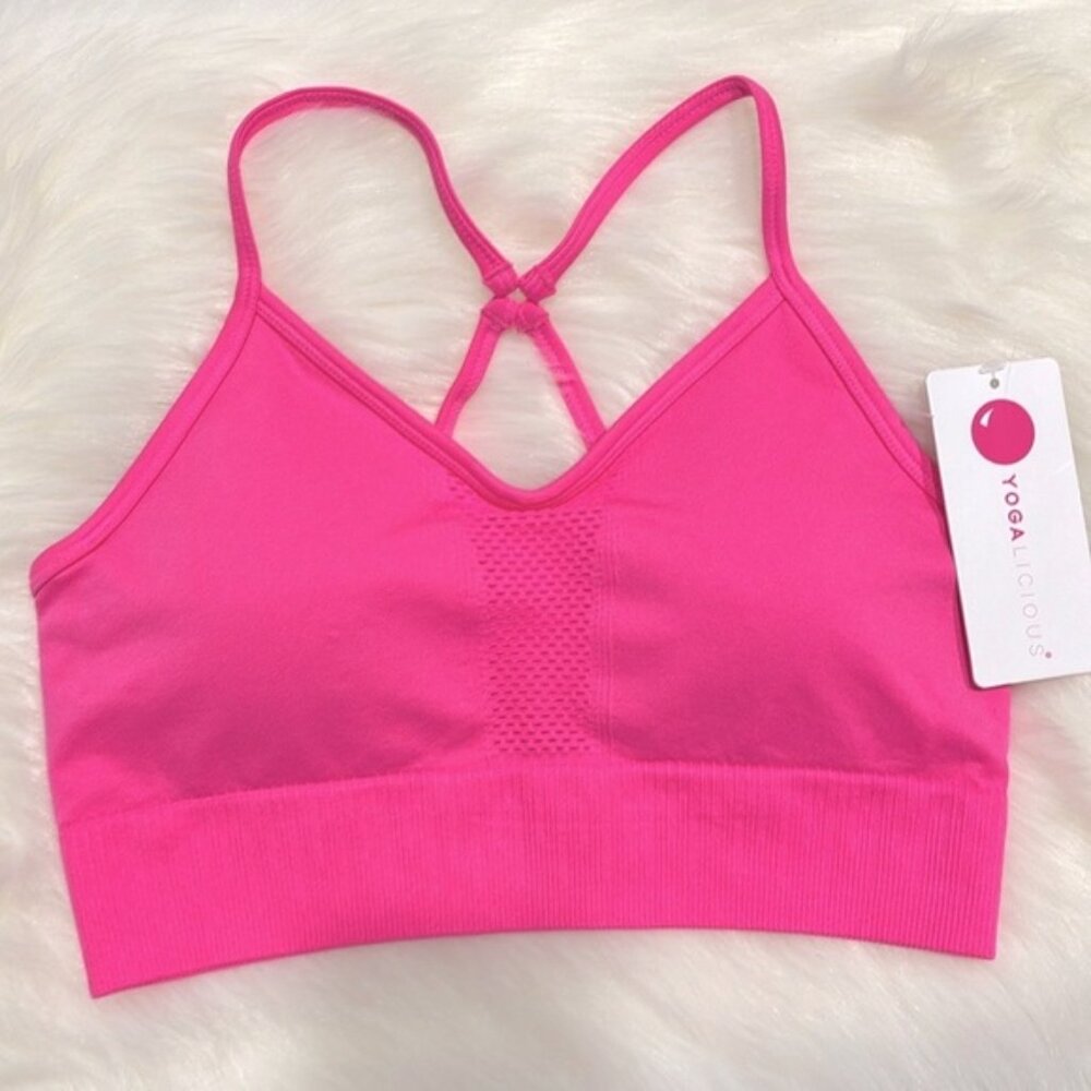 YOGALICIOUS Sugarplum Pink Seamless Lala Land Bra NWT Excellent Condition